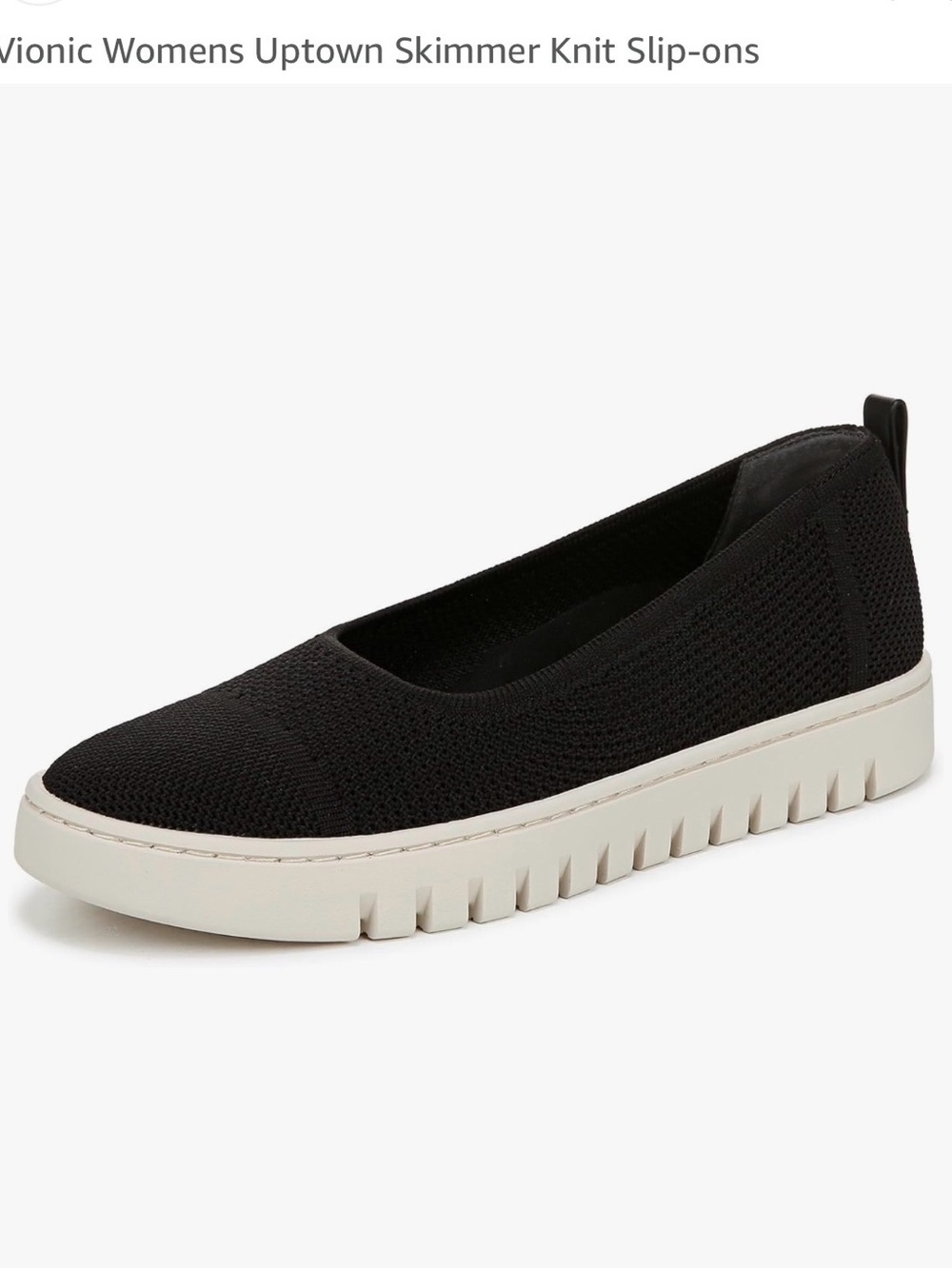 Vionic Uptown Skimmer Knit Slip-On in Black with Cream Sole - size 9 wide